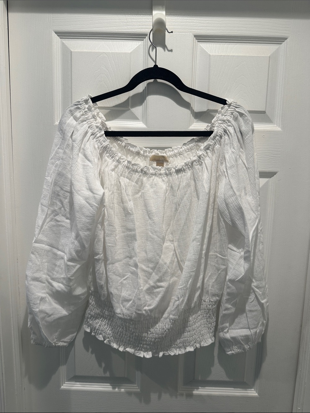 Michael Kors White Off-Shoulder Peasant Top size L
